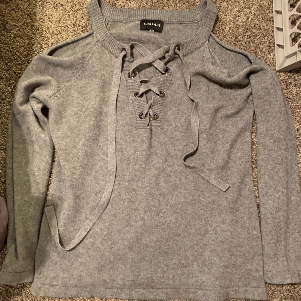 Cold shoulder sweater